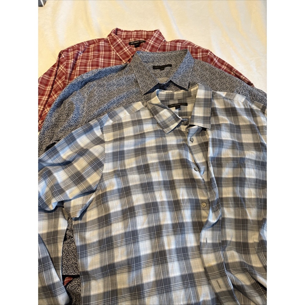 John Varvatos USA Shirt Lot 3 Mens XXL Plaid Floral Button Front 26 P2P